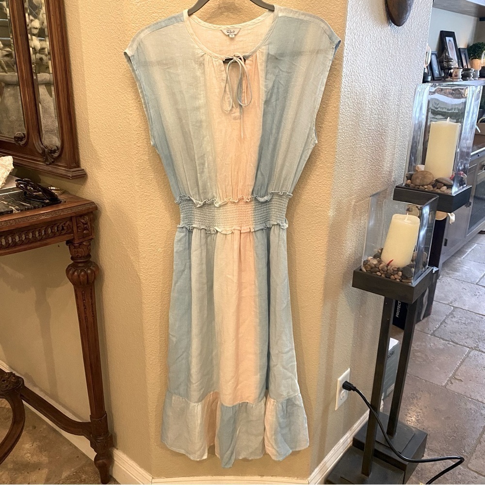 RAILS Women Ashlyn Gradient Smocked Waist Linen Blend Dress Size Small